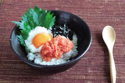 混ぜてのせるだけ 明太キムチ丼