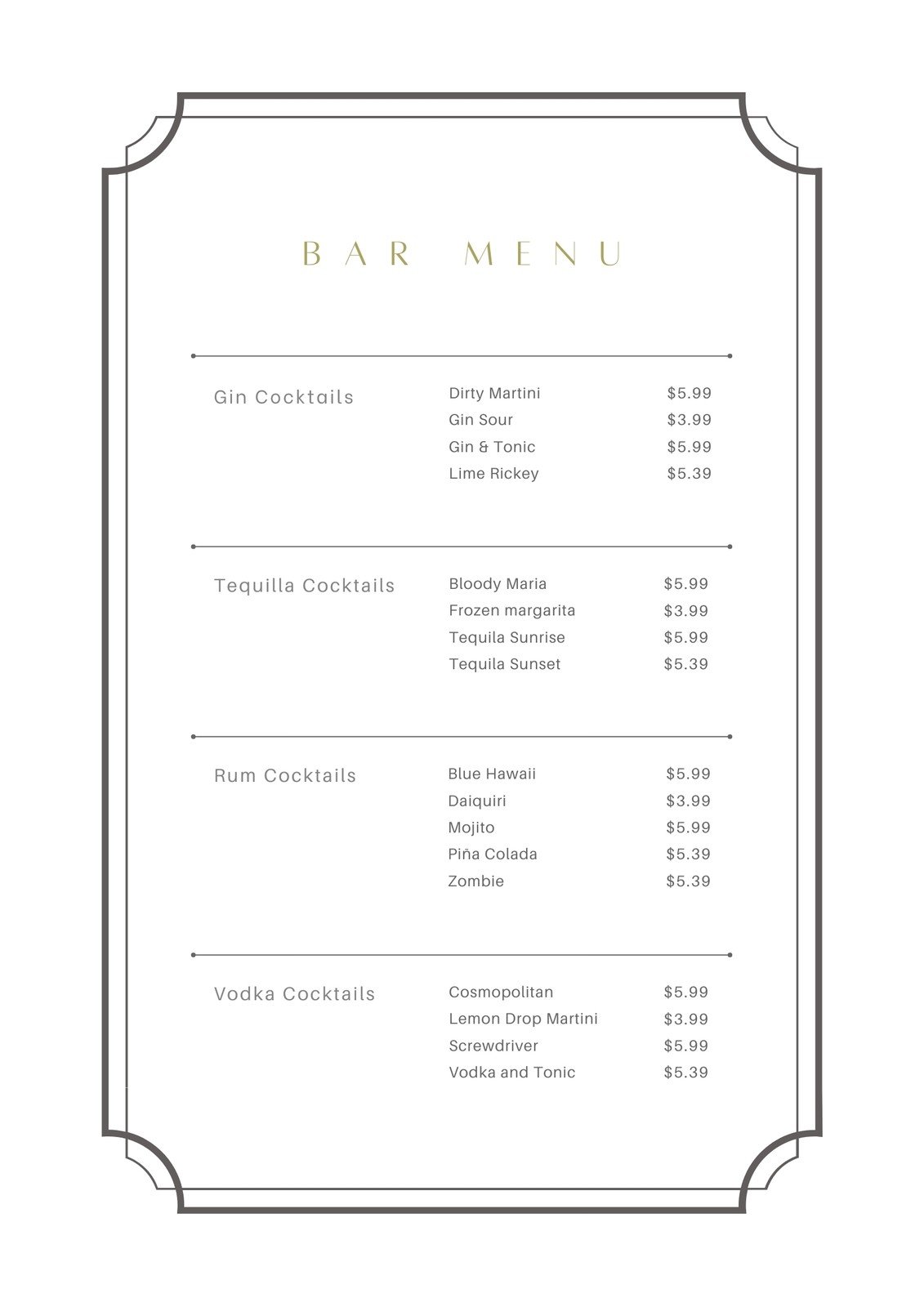 レトロなカフェメニューテンプレート無料ベクトル素材