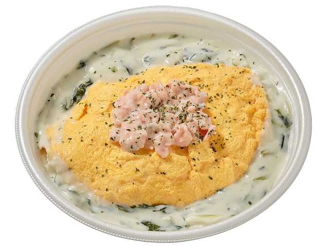 ホワイトソースフェア鮭ときのことほうれん草のクリームオムライス北極星 甲子園プラス店