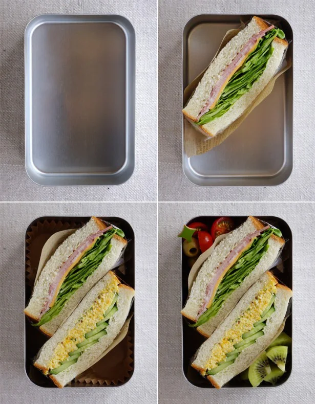 サンドイッチ弁当 🥪ꔛ, 4種類作ってみました🫰🏻❤️, 今日も『運動会のお弁当』,をイメージしました🤭🏅♡, ⚪︎ポテトサラダ,⚪︎たまごサラダ, ⚪︎ボイル海老, この3つはレンチンです🥰, ⚪︎カルビ, ⚪︎唐揚げ, は作り置きで時短 !!🥹✨,参考になれば嬉しいです☺️🤍, ., ., .,サンドイッチ パン弁当,旦那弁当 夫弁当 お弁当pic,