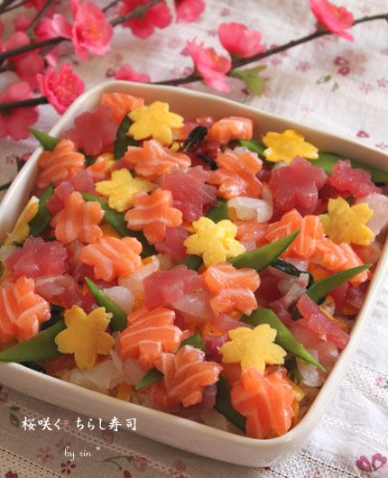彩り華やかお花見気分♪「牛肉の彩りちらし寿司」