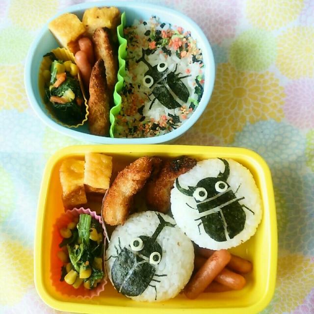 本日キャラ弁DAY🍱 リクエストは『カブトムシのお弁当』 新米の僕にカブトムシは少々難易度高かったのですが楽しんで作りました。いつも言うけど、素朴な愛情を大切に。 初めての幼稚園の遠足、楽しんで行って来てね☺️ それでは父は岡山へ出張してまいります👋🏼