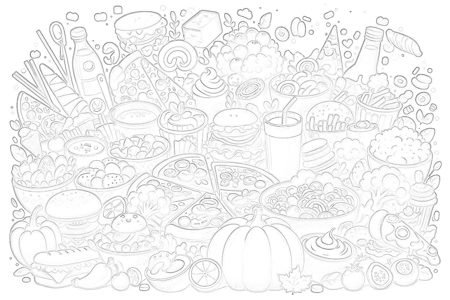 食べ物のぬりえ 幼児・小学生用 5歳以上 むずかしい 無料ダウンロード学習プリント.com