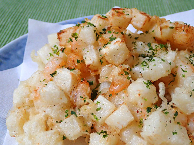 長芋豆腐のエビあんかけ