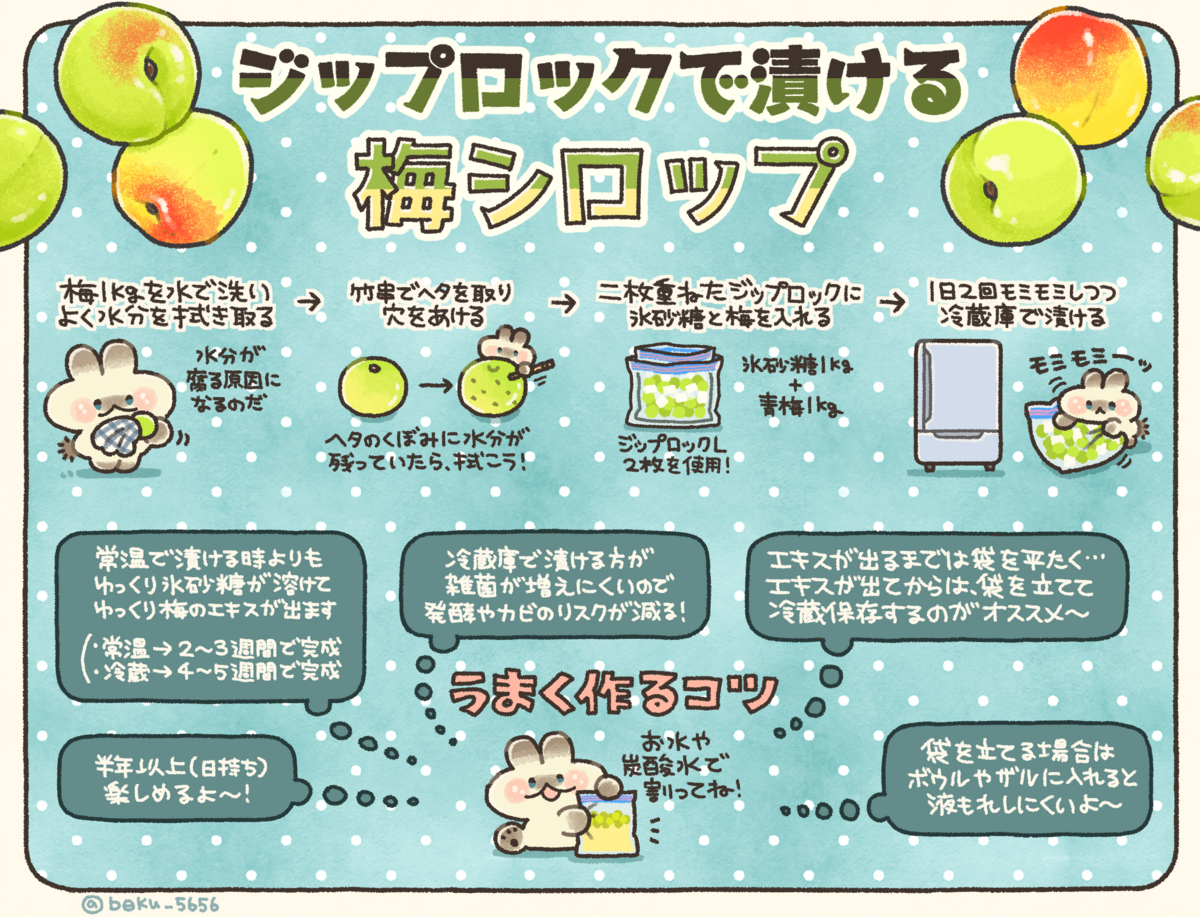 ジップロックで梅仕事！実も食べられる カリカリ梅シロップ