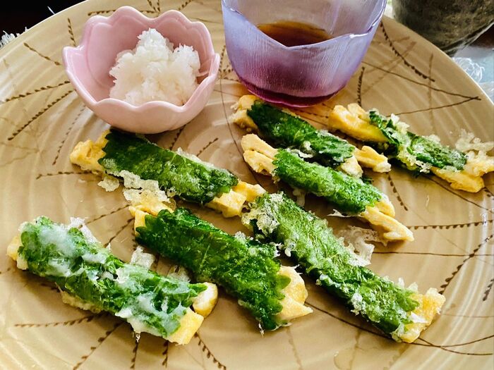 カマスの梅肉 大葉巻き天ぷら のりSnapdish スナップディッシュID:G4v9Xa