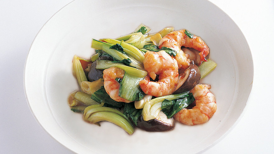 えびとチンゲン菜の辛み炒め