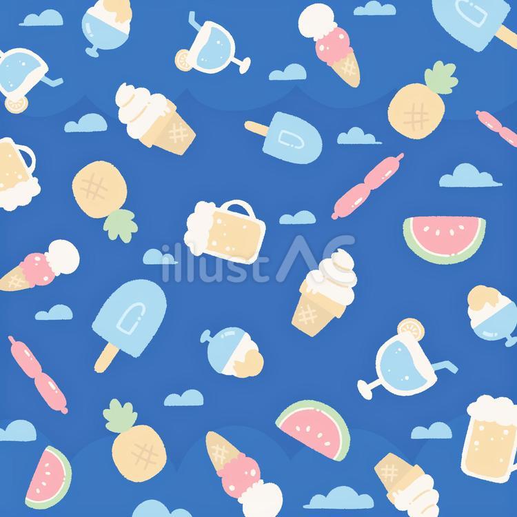 ブルーハワイかき氷 無料イラスト素材0242