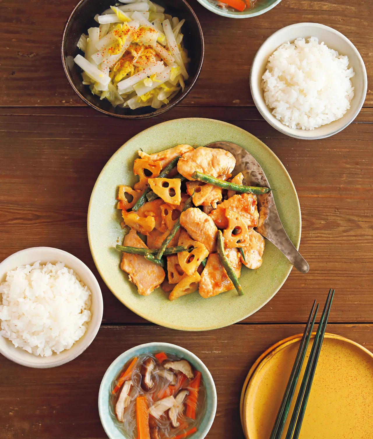 「とり肉とかぶのゆずこしょうマヨ炒め」の献立