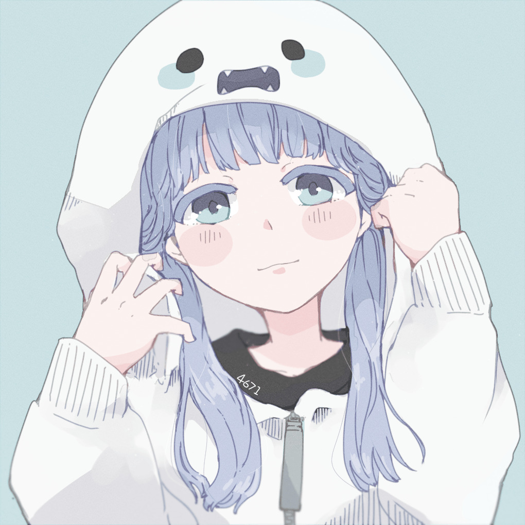 黄緑の壁とパーカー女子の落ち着いた表情イラスト・フリー素材なら「シンテリ」