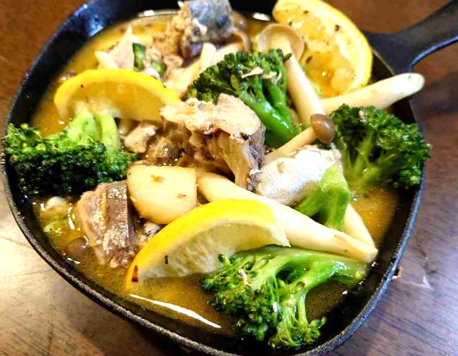 塩鯖でアヒージョ