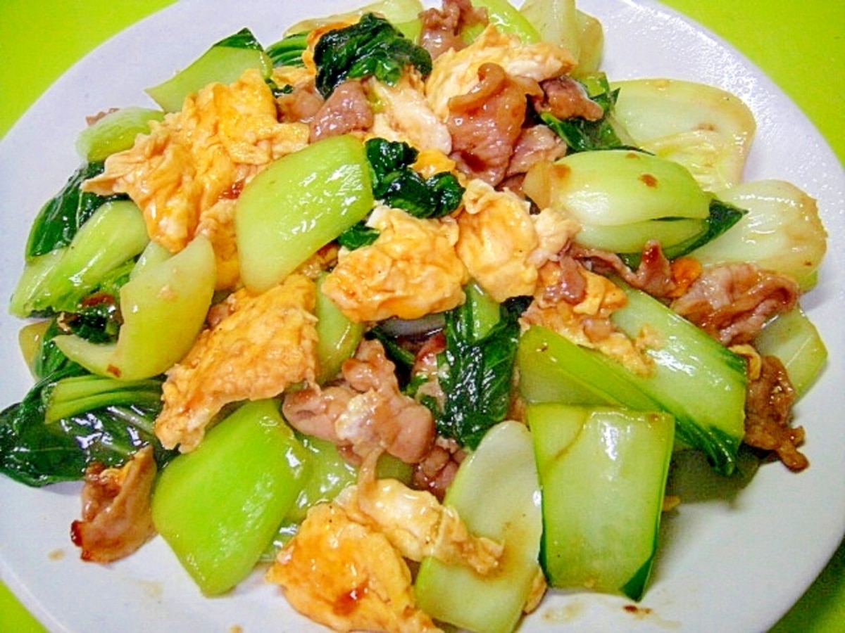 チンゲン菜としめじの中華風たまご炒め