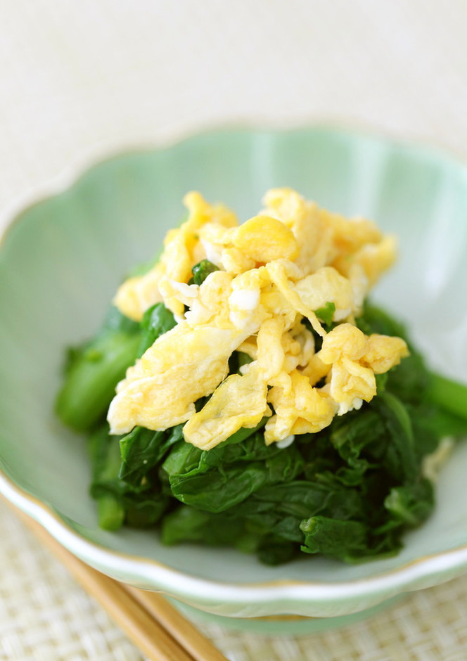 春の彩り〜ほうれん草とたまごの菜種和え♪
