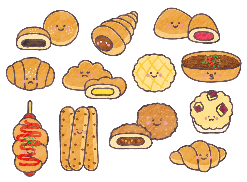 かわいいパンのイラスト素材無料ダウンロード IllustCute