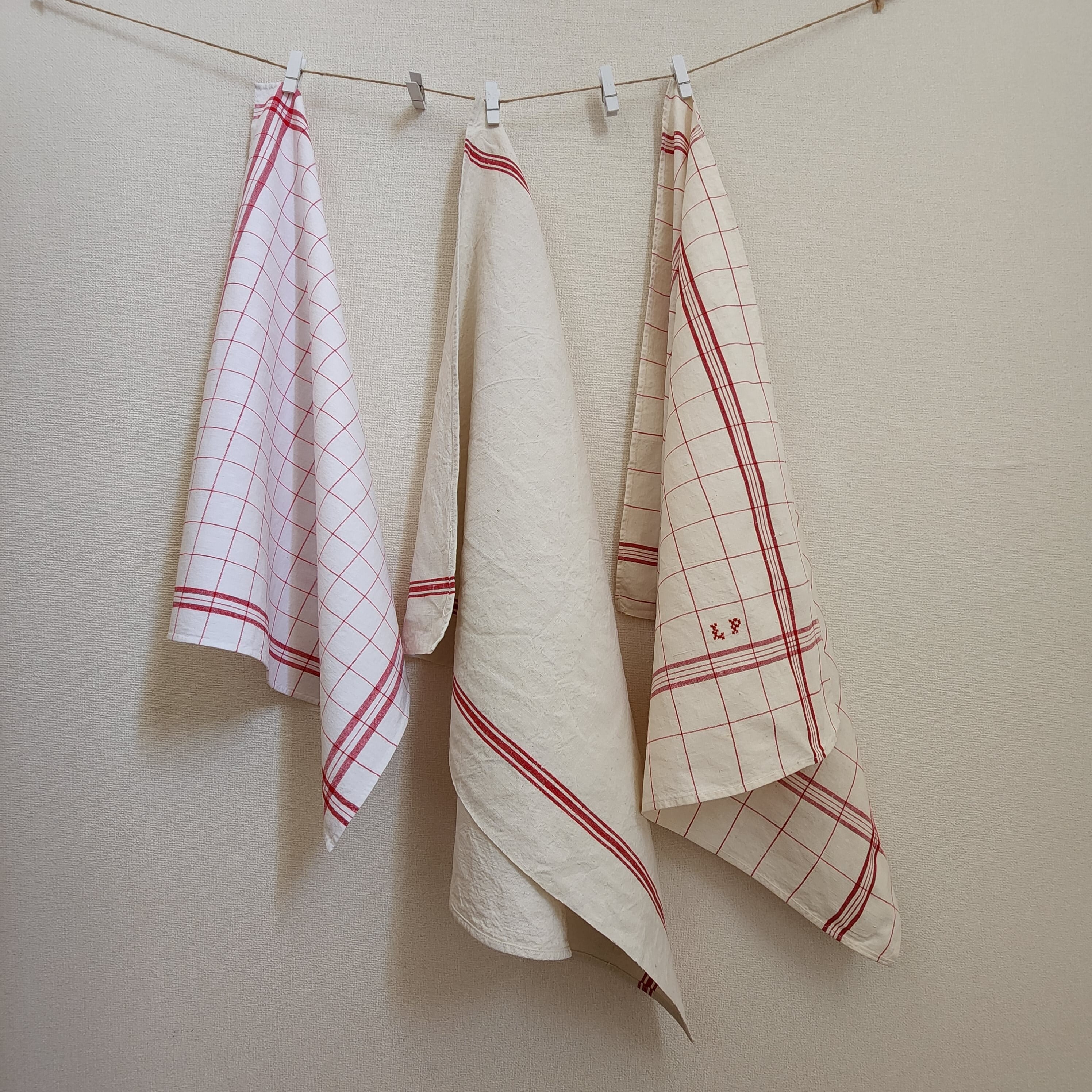 フランス製楽しいキッチンクロス ワイン食材モチーフ付き