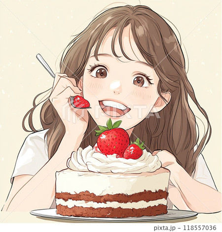 ケーキでポーズ美しい女性のイラストのイラスト素材・ベクター Image 16226170
