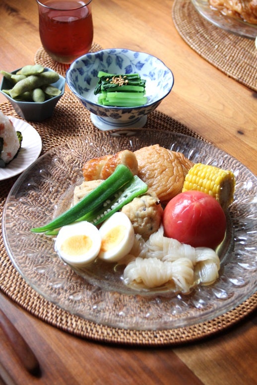 ポーク焼き肉 あっさりおでん風煮かぼちゃとさつま芋のサラダ 食材宅配のヨシケイ 夕食ネット レシピ・メニュー・献立付き
