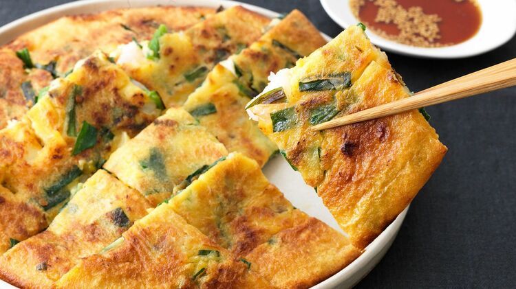 白ねぎたっぷりもちもちチーズチヂミ