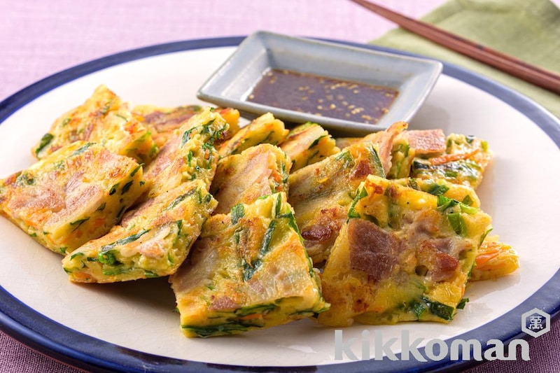 コーンとチーズのチヂミマルボシ酢