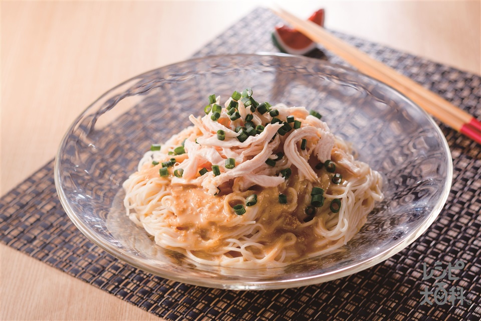 洋風そうめんチャンプルーの献立 副菜：赤ピーマンのレモンマリネ、汁物：鶏肉とかぼちゃのおかず スープ 献立・メニュー 味の素パーク たべる楽しさを、もっと