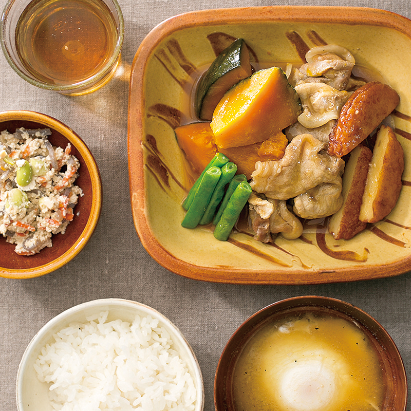 こってりうまうま！ かぼちゃと豚肉のにんにく醤油ソテ