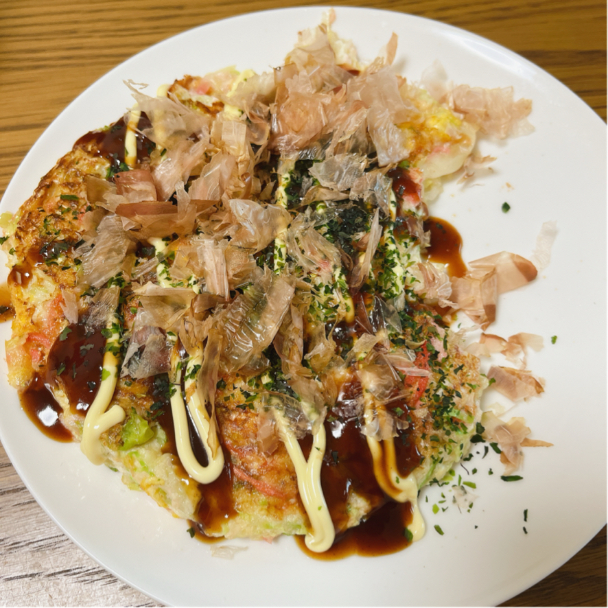 納豆とキャベツのお好み焼き