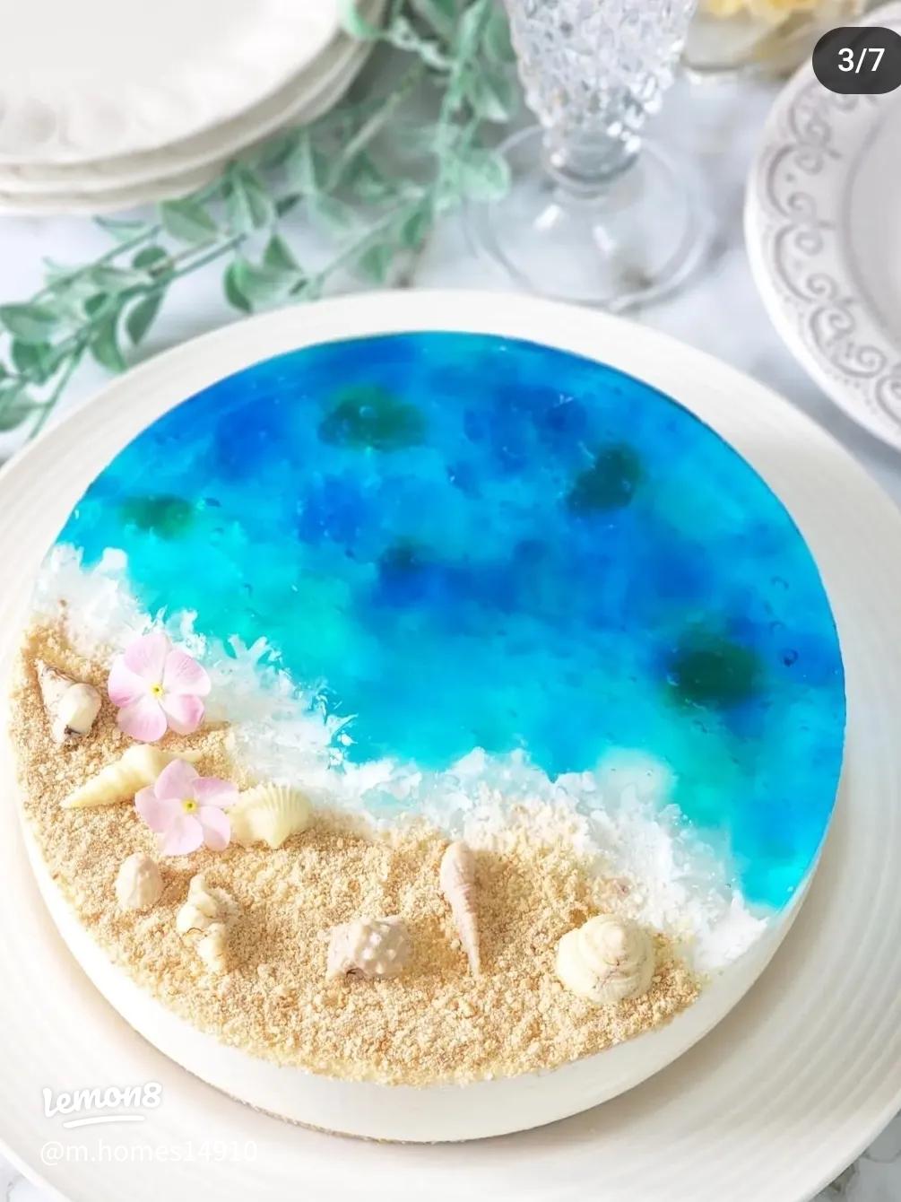 青い海と砂浜をイメージしたレアチーズケーキ 芸術品のように美しい仕上がりに「きれいすぎる」「食べるのが勿体ない」 1 2ねとらぼ