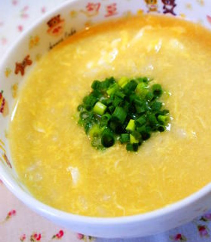 カルボナーラ風雑炊。 チーズと卵の雑炊