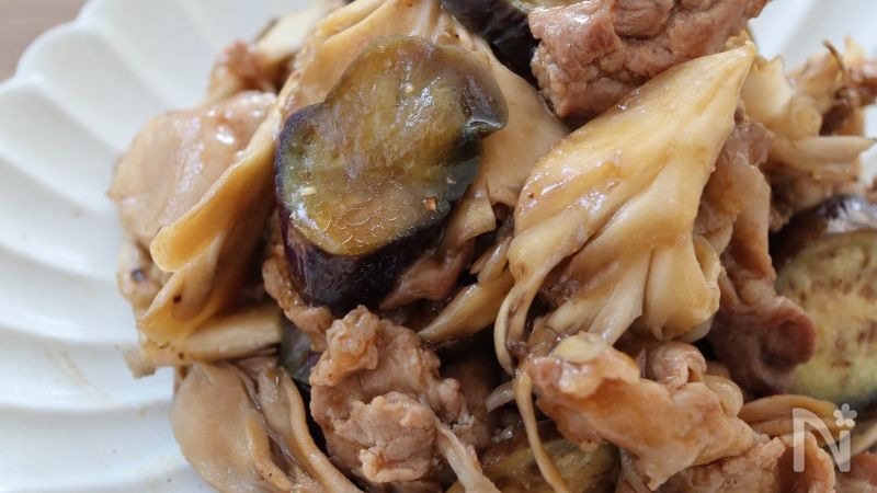 家族から大好評！ 豚肉と舞茸なすの旨炒め