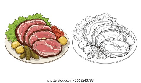 ローストビーフ ボード用イラストシール68544- 販促用品通販のサインモール