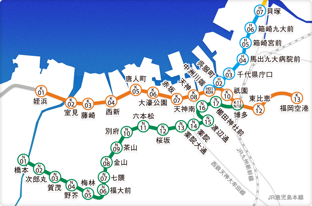 福岡地下鉄・天神～天神南の乗り継ぎ「特例廃止」 七隈線延伸で運賃改定を申請 | 鉄道ニュース【鉄道プレスネット】