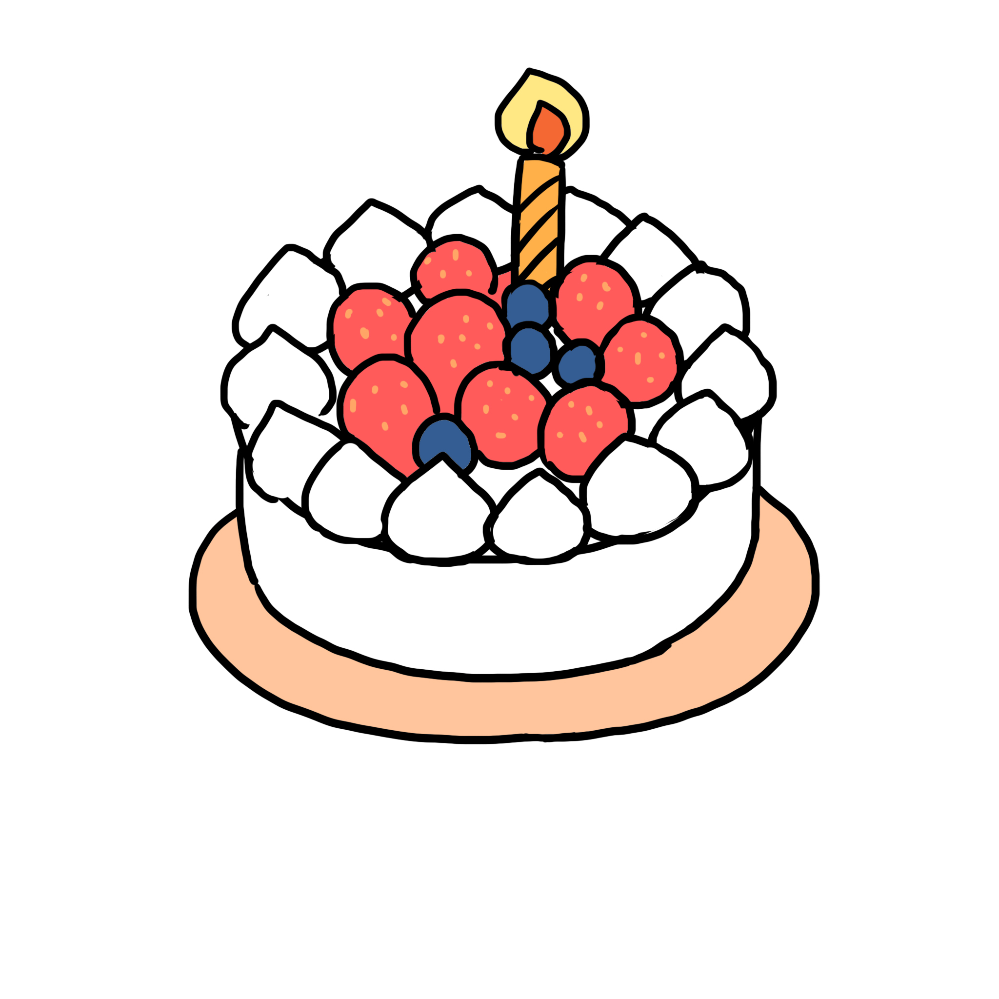 バースデーケーキのイラスト - ゆるいそざい.com