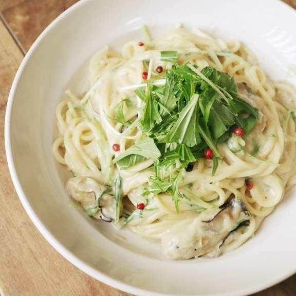 牡蠣のチーズクリームパスタ*おうちでゆったり
