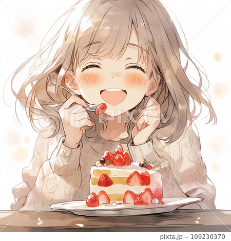ショートケーキを持つ女性のイラスト素材81785728- PIXTA