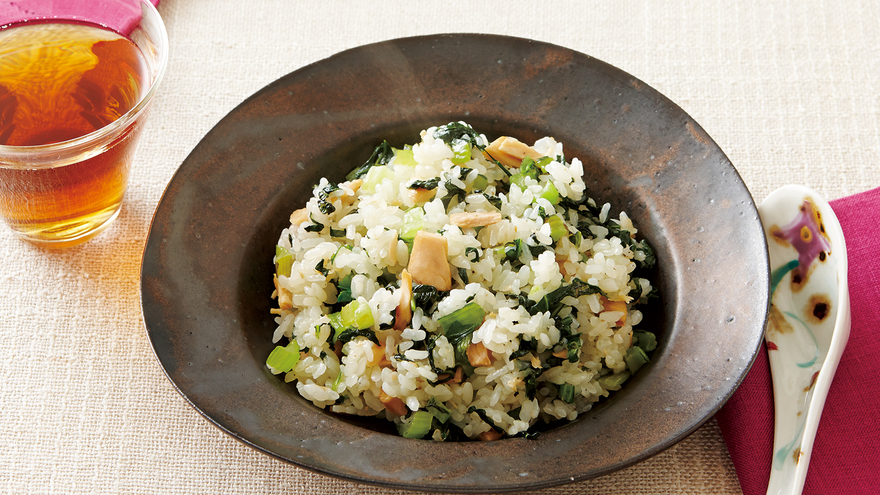 小松菜とワカメの混ぜごはん