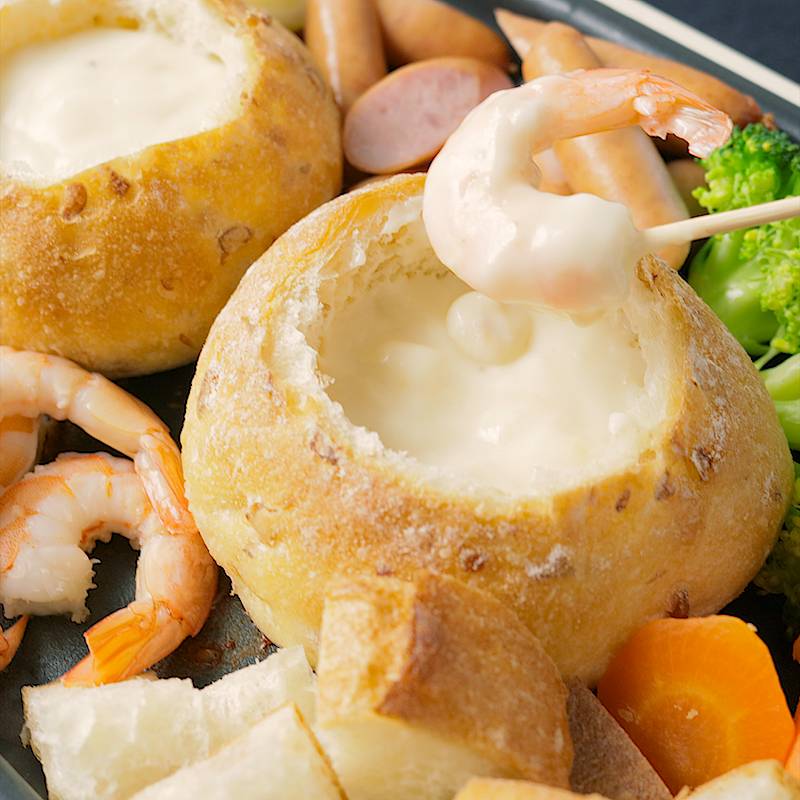 ホットプレートでチーズフォンデュ♡フォンデュ鍋不要