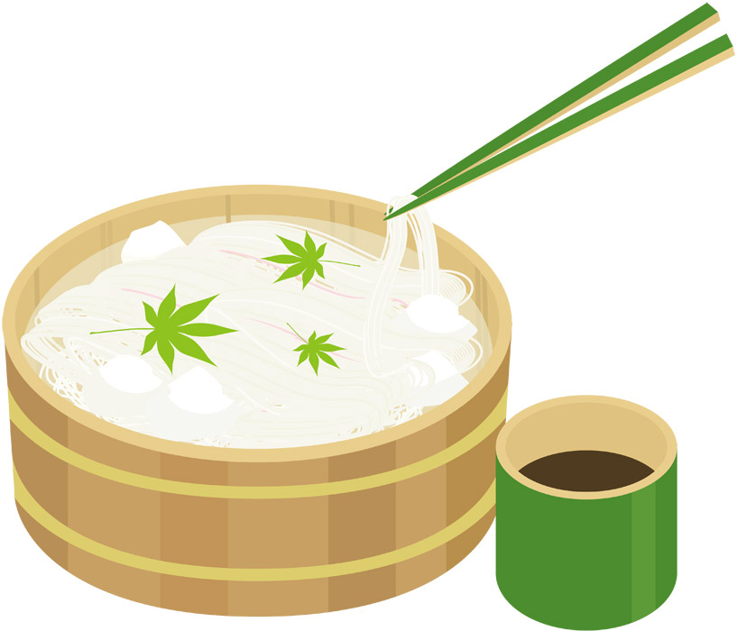 流しそうめんをする動物のイラスト無料イラスト素材素材ラボ