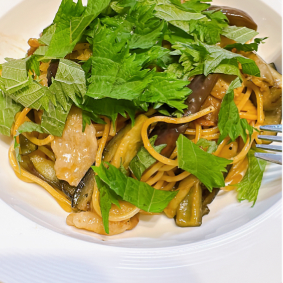 豚肉と水菜のおろし入りぽんパスタ