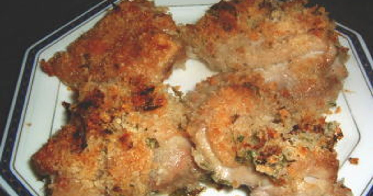 オーブンで鶏もも肉の香草パン粉焼き