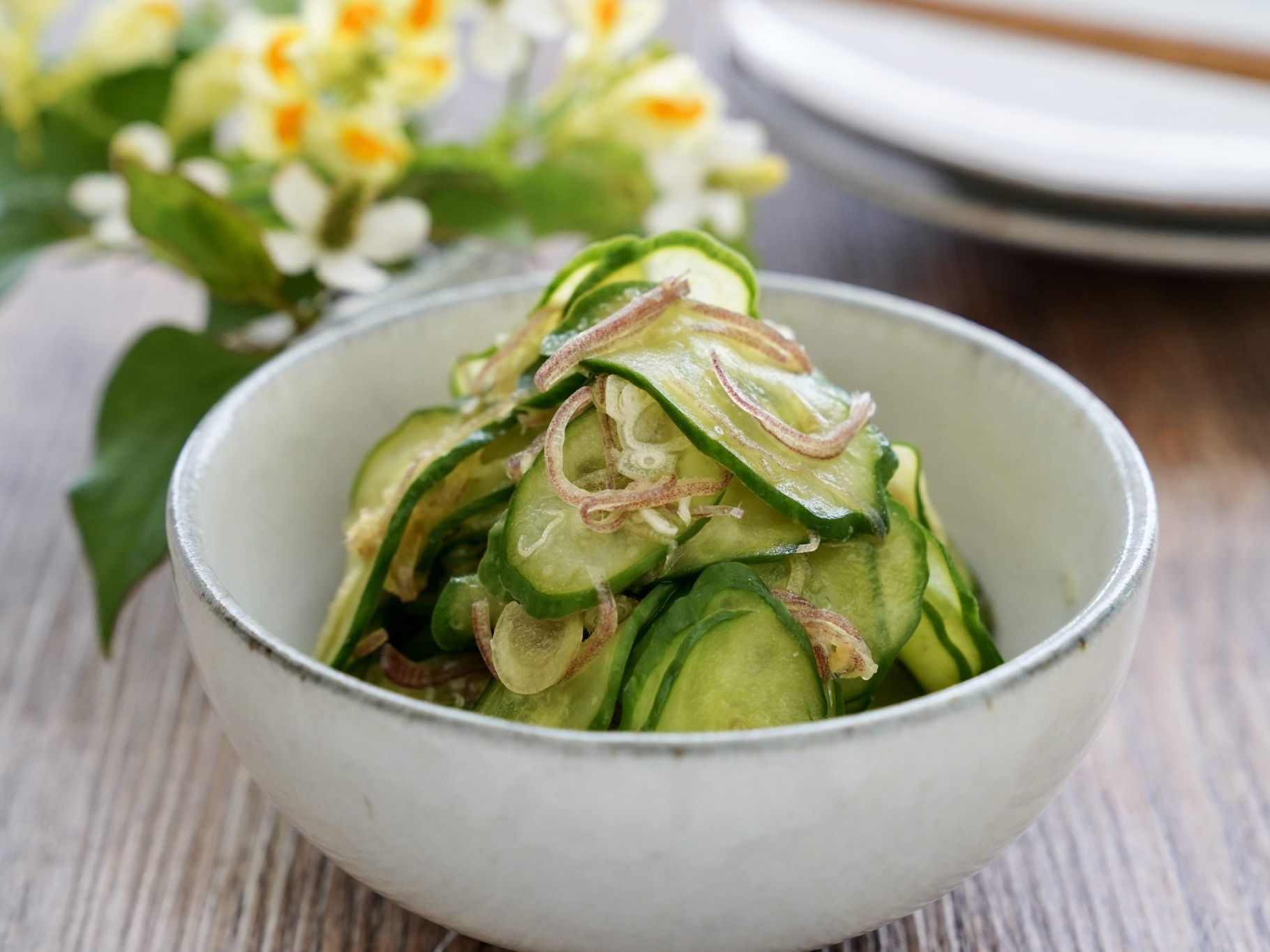 きゅうりと茎みょうがのさっぱり大葉和え