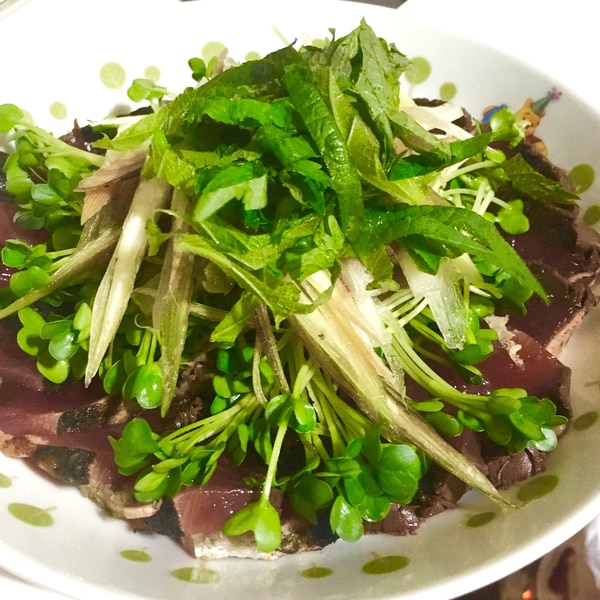 薬味まみれ！鰹のたたきで漬け丼