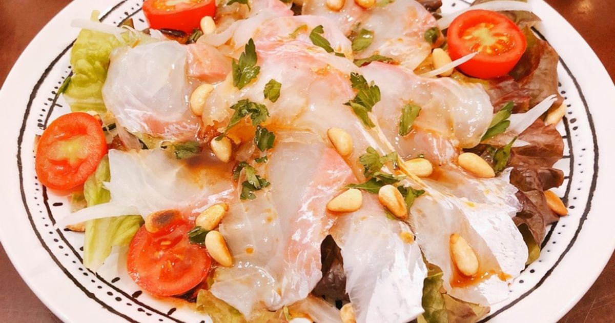 玉ねぎソースの鯛のカルパッチョクラシル
