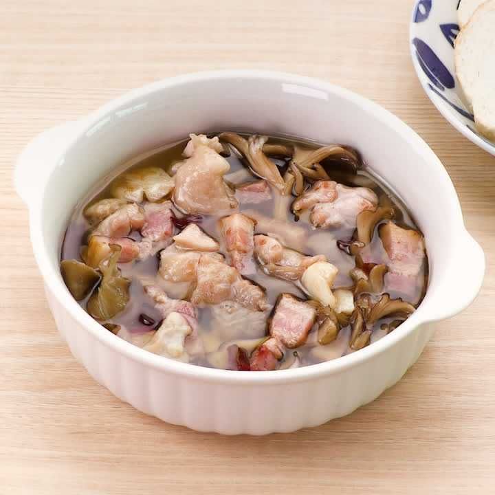 しょうゆみりんアヒージョ 鶏肉＆マッシュルーム