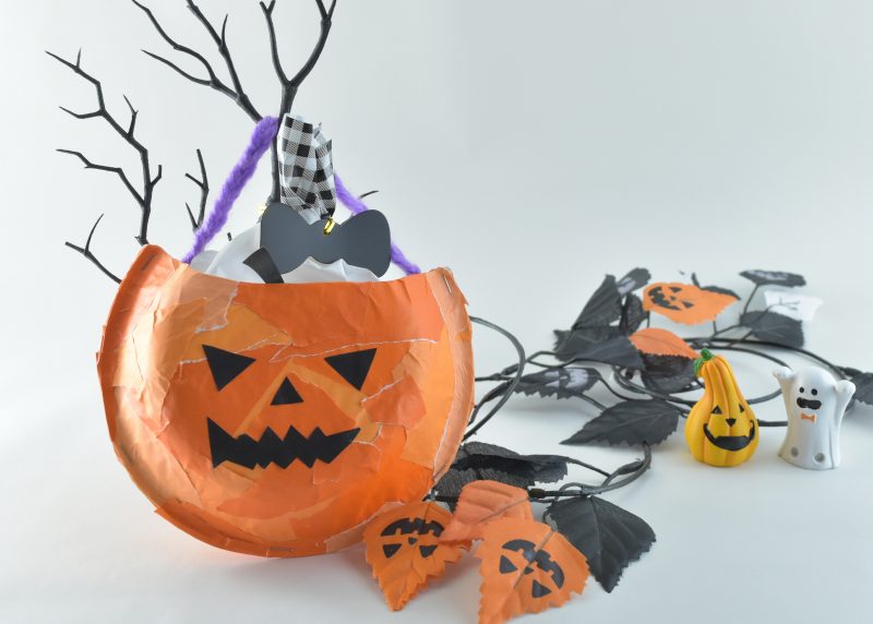 ハロウィン🎃👻ランタン風かぼちゃカゴの手作り方法