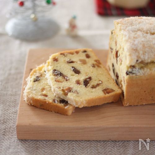混ぜて焼くだけ超簡単！シュトーレン風パウンドケーキ☆クリスマスのシュトレンの本格ケーキ ノンアルコール- めろんカフェ