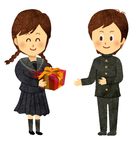 義理チョコをわたす女の子イラストレイン🚂 - イラスト無料素材