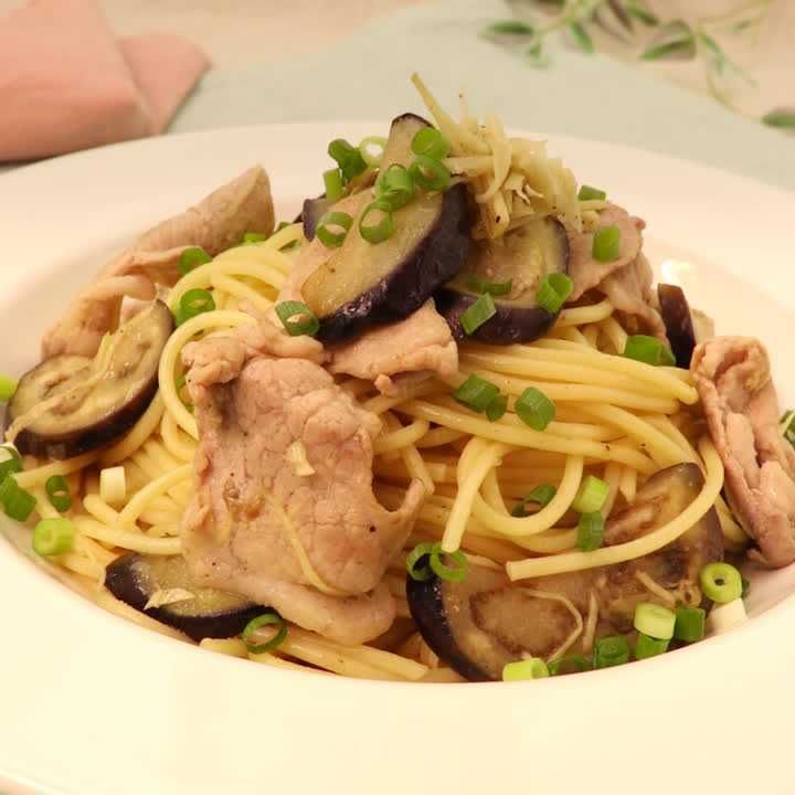 ナスと豚肉の和風ペペロンチーノ♪