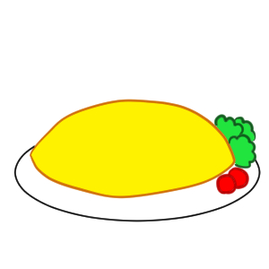 ロゴイラスト 自家製オムライス ケチャップ添えPremiumベクトル素材