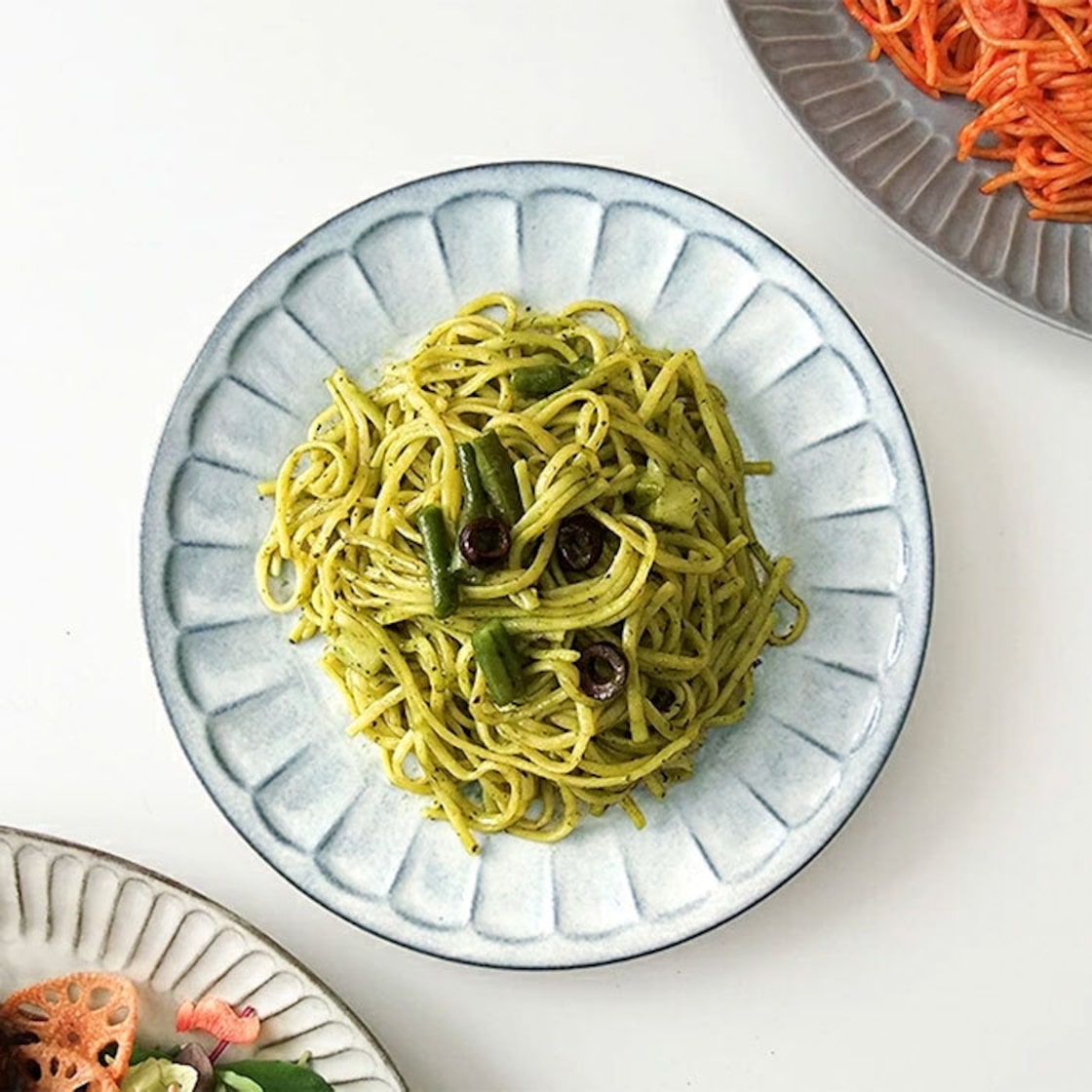 食器 パスタ皿 21cm グレー＆ホワイト おしゃれ スープ皿 深皿 中鉢 たまリム食器のほっこり屋