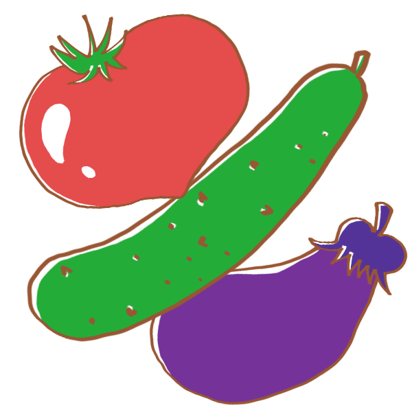 夏のイラストNo.357『夏野菜、他』 無料のフリー素材集 花鳥風月